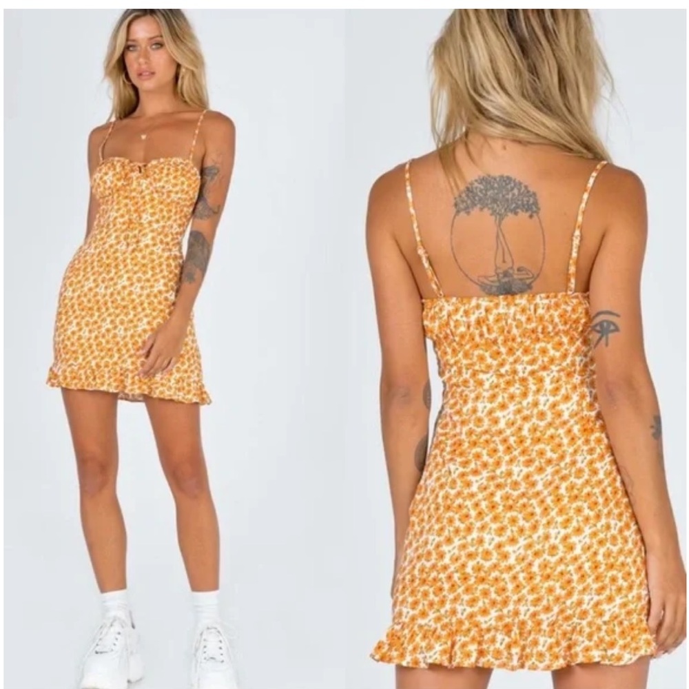 Princess polly missy mini dress- orange floral size 4